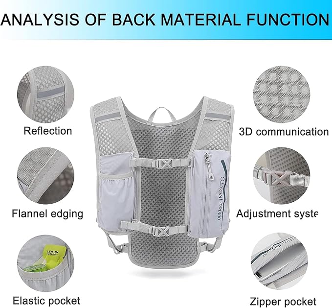 INOXTO Running Hydration Vest ,Lightweight Insulated Pack with 250ml Soft Flask Daypack for Hiking Trail Running Cycling Race Marathon for Women Men