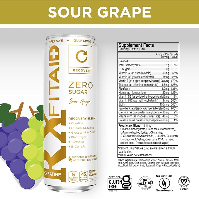 FITAID Post-Workout Recovery Drink Variety Sampler Pack, No Artificial Flavors or Sweeteners, 100% Clean, Vegan, Gluten-Free, Keto-Friendly, Paleo Friendly, 4 Flavors (Pack of 12)