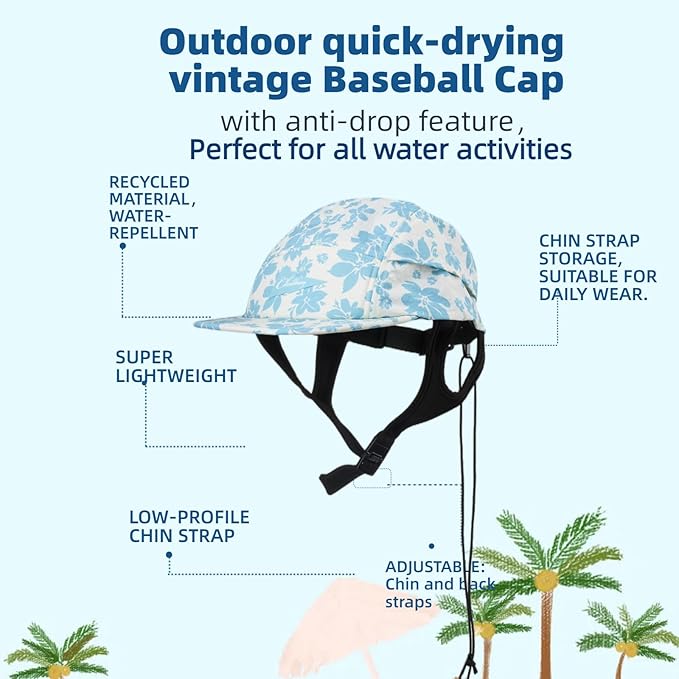Vintage American-Style Sports Sunscreen Baseball Cap,Outdoor Camping Sunshade Waterproof and Non-Slip Surfing Hat Water Sport