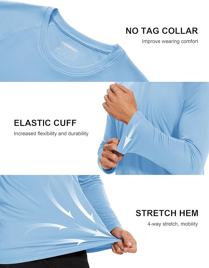 MAGCOMSEN Men's Long Sleeve Shirts UPF 50+ UV Sun Protection Athletic Shirts for Hiking Running Workout Rash Guard