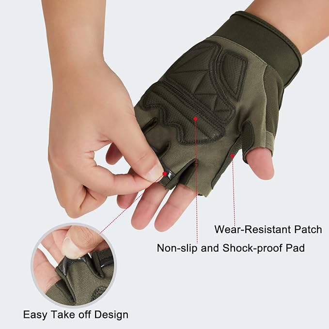 FIORETTO Fingerless Gloves for Airsoft Shooting Half Finger Hunting Hiking Cycling Driving Motorcycle Climbing Work Gloves M210603
