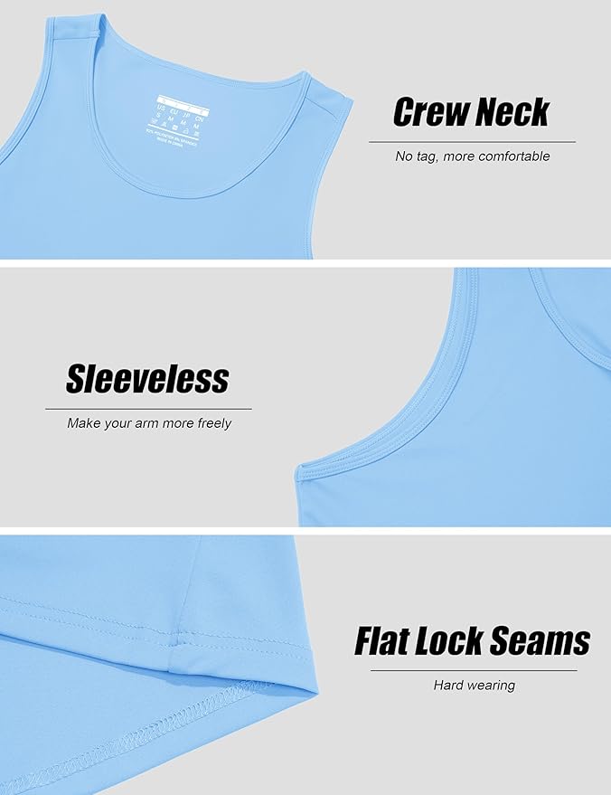 KEFITEVD Men's Workout Tank Tops Sleeveless Quick Dry UPF 80+ Summer Sun Shirts for Running Swim Gym Beach