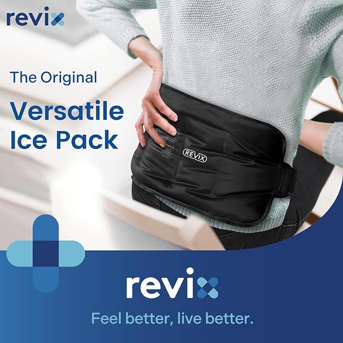 REVIX Large Ice Packs Wrap for Hip, Knee, Leg, Shoulder, Back, Reusable Gel Cold Pack for Injuries, Joint and Muscle Discomfort Relief, Black