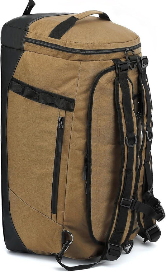 Large Travel Duffle Bag Backpack for Men Women 70L Big Sports Gym Bag with Shoe Compartment Heavy Duty Duffel Bags with Padded Straps for Weekend Overnight Camping, Brown