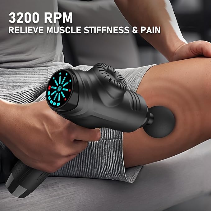 RAEMAO Massage Gun, Handheld Electric Deep Tissue Muscle Massager for Athletes for Pain Relief Attaching 8 Replacement Heads, Percussion Massager with 10 Speeds, Father's Day Gifts, Black