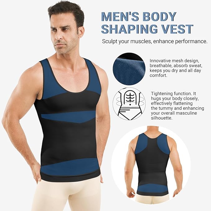 Gynecomastia Compression Shirt Men, Slimming Undershirt Compression Tank Top Mens Shapewear Body Shaper
