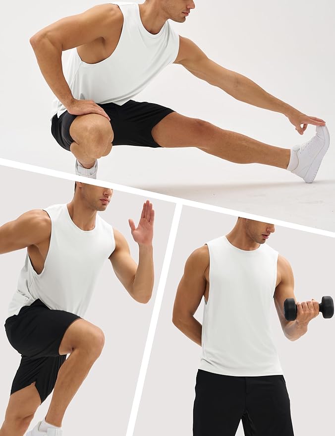 MAGCOMSEN Mens Workout Tank Tops Undershirt Cotton Muscle Athletic Sleeveless Shirts for Gym