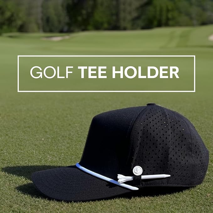 ANKOR Performance Golf Rope Hat - UPF 50 Water Resistant Lightweight Thermoflex Snapback, Men’s Hat Golf Tee Design Holder