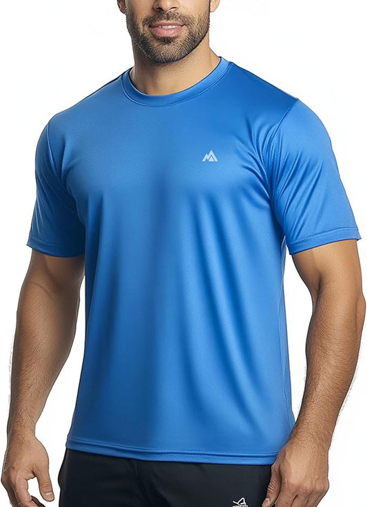Instant Cooling Quick Dry Workout T-Shirt Men Coolmax Moisture Wicking Performance Crew Neck Running Comfort Tee