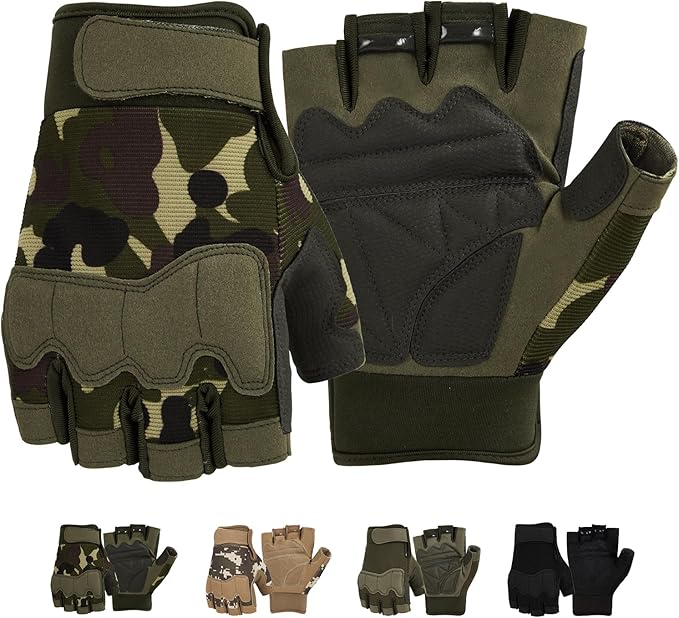FIORETTO Fingerless Gloves for Airsoft Shooting Half Finger Hunting Hiking Cycling Driving Motorcycle Climbing Work Gloves M210603
