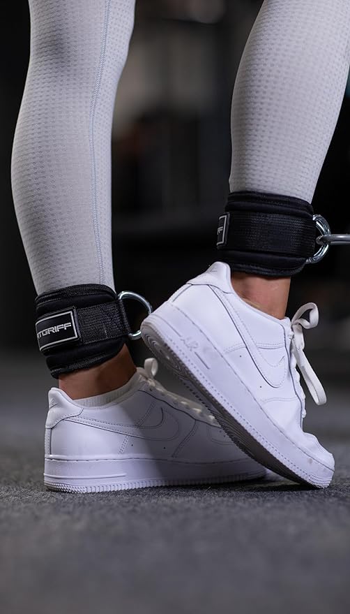 Fitgriff® Ankle Straps V3 for Cable Machine (2 Pieces) - Gym Workout Equipment - Leg Pulley Attachment, Kickback Straps