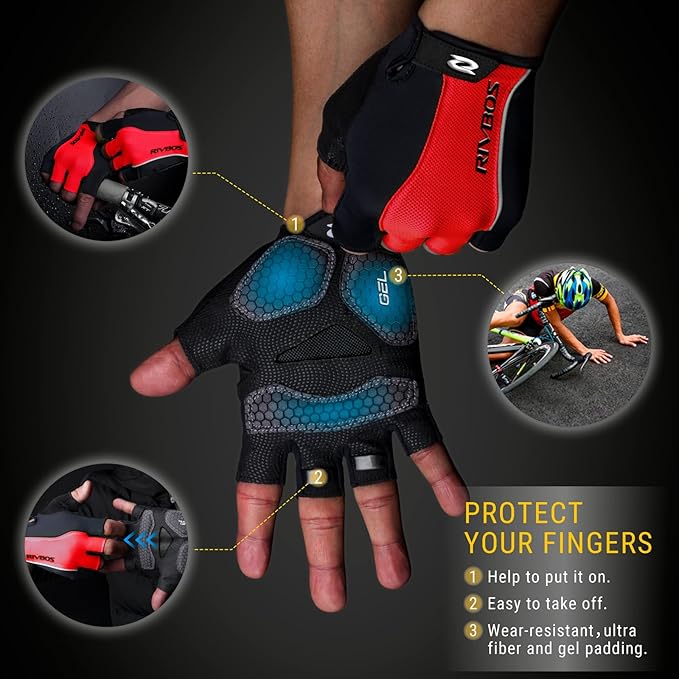 RIVBOS Cycling Gloves Bike Gloves for Men Women with Anti-Slip Shock-Absorbing Pad for Bicycle/Workout/Road Bike/Gym/Driving CHG001
