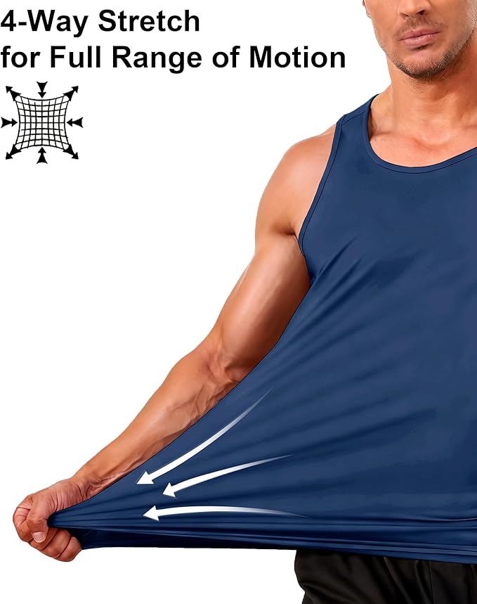 Boladeci Men's Tank Top Workout Athletic Quick Dry UPF 50+ Sun Protection Lightweight Summer Beach Gym Sleeveless Shirts