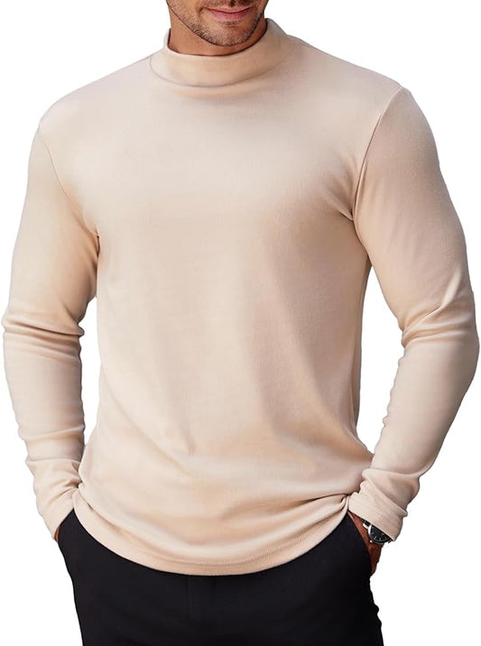COOFANDY Mens Mock Turtleneck Long Sleeve Shirts Basic Thermal Turtle Neck Undershirt Lightweight Pullover Sweaters Top