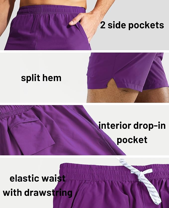 MIER Men's Workout Running Shorts Quick Dry Active 5 Inches Shorts with Pockets, Lightweight, Breathable