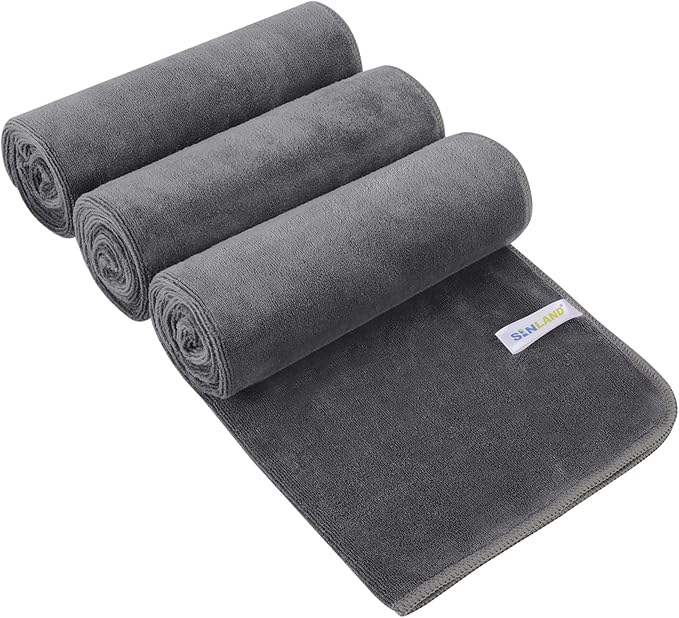 SINLAND Microfiber Gym Towels Sports Fitness Workout Sweat Towel Super Soft and Absorbent 3 Pack 16 Inch X 32 Inch