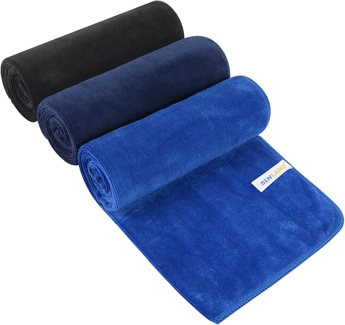 SINLAND Microfiber Gym Towels Sports Fitness Workout Sweat Towel Super Soft and Absorbent 3 Pack 16 Inch X 32 Inch