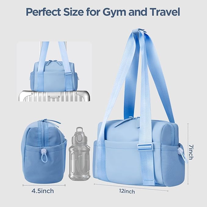 Mini Gym Bag for Women Girls Small Gym Tote Bag with Wet Compartment Waterproof Travel Duffle Bag Cute Workout Sport Bag