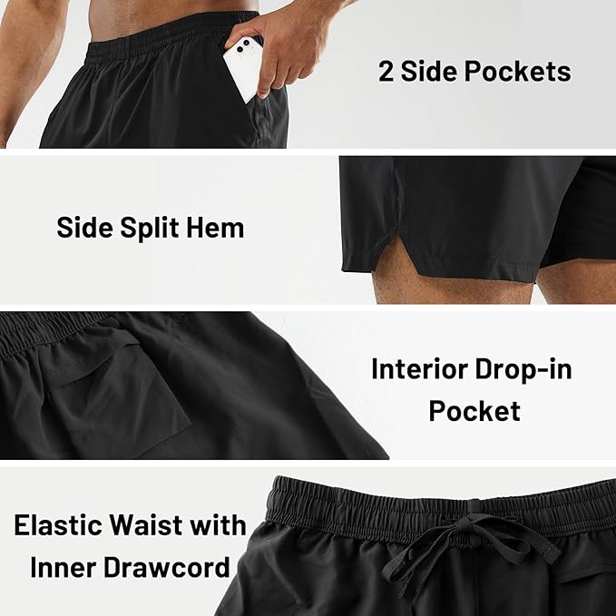 MIER Men's Workout Running Shorts Quick Dry Active 5 Inches Shorts with Pockets, Lightweight, Breathable