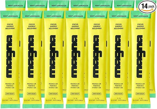 MAGNA Electrolyte Powder Drink Mix for Hydration, Energy & Focus Support with Magnesium L Threonate, Sodium, Potassium, Vitamin D, B6 & B12, Sugar Free, Mint Lemonade Flavor, 14 Servings