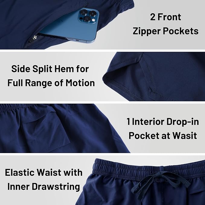 MIER Men's Workout Running Shorts Quick Dry Active 5 Inches Shorts with Pockets, Lightweight, Breathable