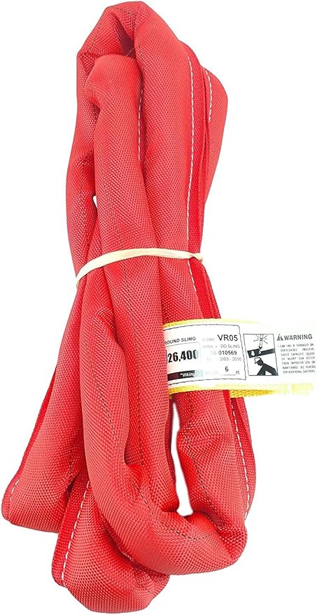 Chenango Supply USA Made VR5 X 6' Red Slings 4'-30' Lengths in Listing, Double PLY Cover Endless Round Poly Lifting Slings, 13,200 lbs Vert, 10,560 lbs Choker, 26,400 lbs Basket (USA Polyester) (6 FT)