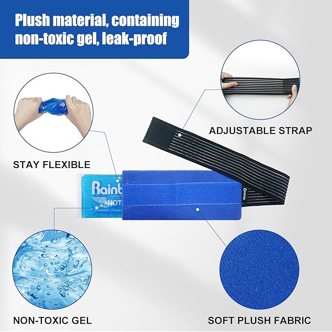 Reusable Ice Gel Pack for Injuries, Soft Cold Pack Ice Wrap Hot Cold Compress Alleviate Inflammation Joint Pain Muscle Soreness, Flexible & Adjustable for Shoulder Elbow Foot Ankle Knee Wrist Leg Neck