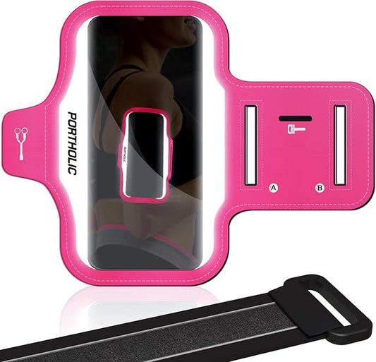 PORTHOLIC 2025 Running Armband Water Resistant Sports Phone Holder Case with Extension Strap, Key Card Slot Up to 6.9" Phone for iPhone 17/16/15/14/13 Plus Air Pro Max XR/XS, Galaxy S25/24/S10