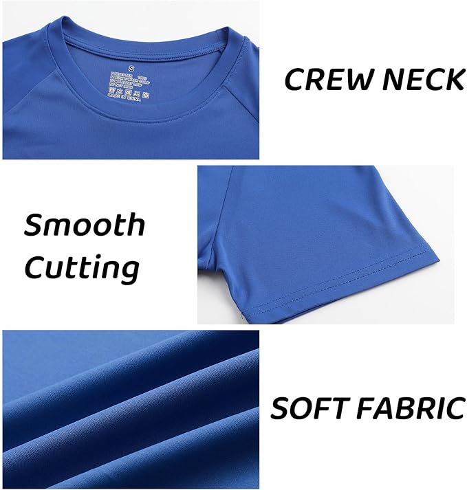 Sumolux 5 Pack Men’s Active Crew Neck T Shirts Quick Dry Athletic Running Gym Workout Short Sleeve Tee Tops Bulk