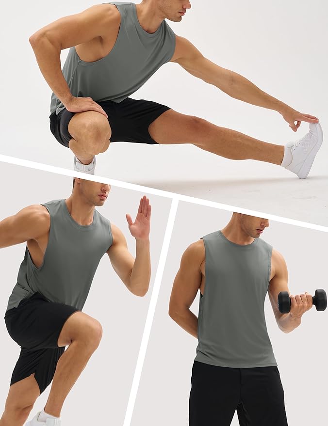 MAGCOMSEN Mens Workout Tank Tops Undershirt Cotton Muscle Athletic Sleeveless Shirts for Gym