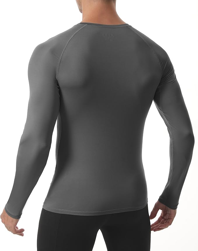 Roadbox Mens Compression Shirt, Cool Dry Long Sleeve Workout Shirts, Running Athletic Football Gym Base Layer Tops UPF 50+