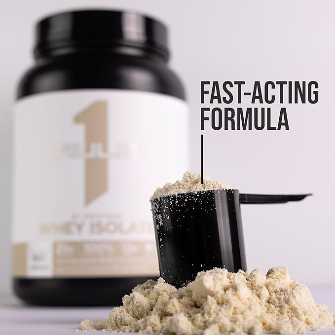 Rule 1 Naturally Flavored R1 Protein Whey Isolate - Clean Formula with 25g Protein & 6g BCAA Exclusively Isolated & Hydrolyzed Sources for Workout Recovery (1.7 Pounds*, Unflavored)