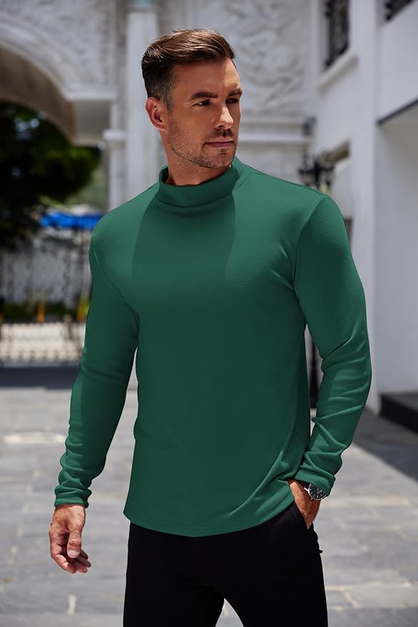 COOFANDY Mens Mock Turtleneck Long Sleeve Shirts Basic Thermal Turtle Neck Undershirt Lightweight Pullover Sweaters Top