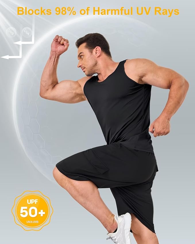 Boladeci Men's Tank Top Workout Athletic Quick Dry UPF 50+ Sun Protection Lightweight Summer Beach Gym Sleeveless Shirts