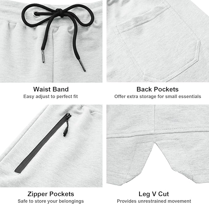 PIDOGYM Men's 5" Gym Workout Shorts,Fitted Jogging Short Pants for Bodybuilding Running Training with Zipper Pockets