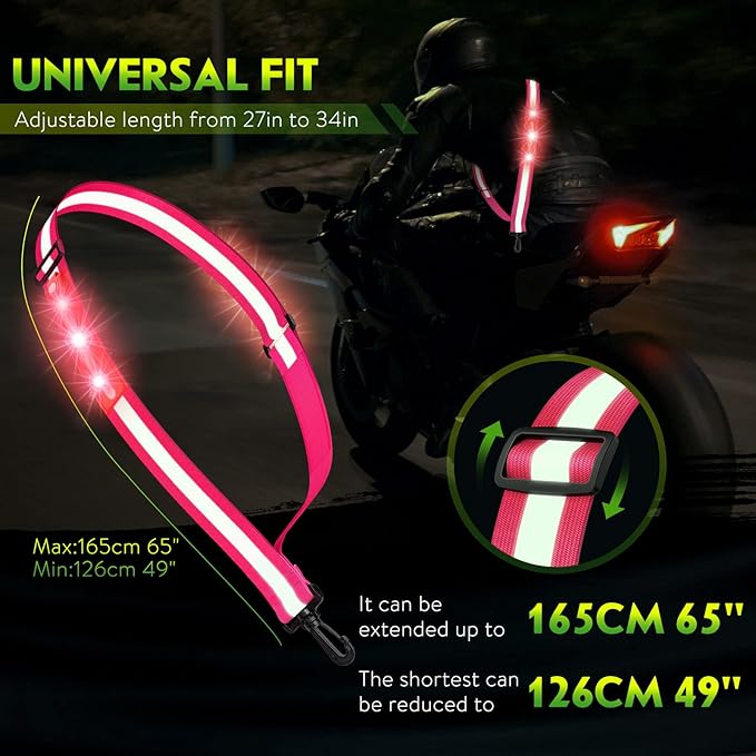 Simket Reflective Walking Gear, Rechargeable Led Reflective Sash, Adjustable Night Walking Safety Gear, High Visibility Safety Lights for Walking at Night for Men Women Jogging Running Biking