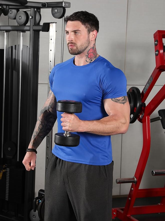 Sumolux 5 Pack Men’s Active Crew Neck T Shirts Quick Dry Athletic Running Gym Workout Short Sleeve Tee Tops Bulk