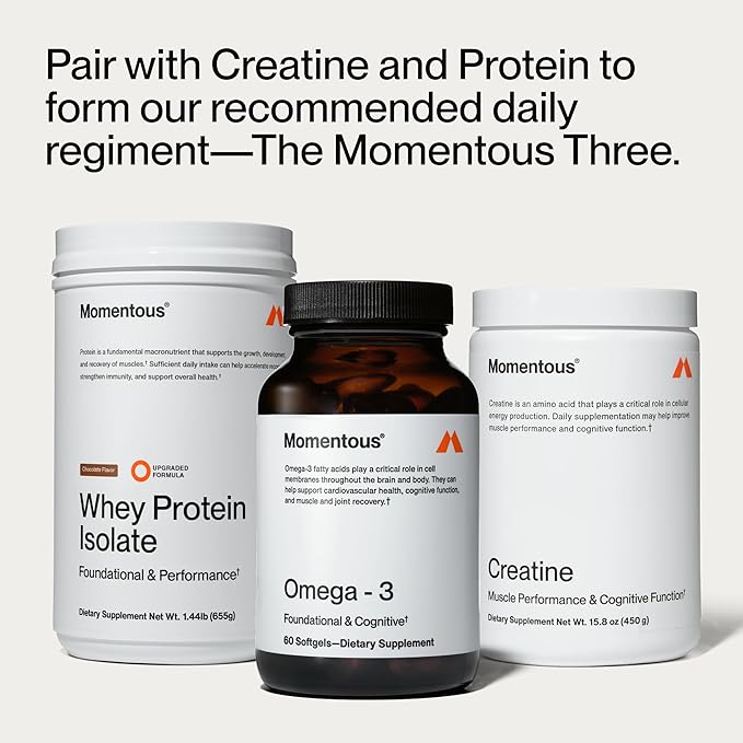 Momentous Omega-3 Fish Oil - High-Potency EPA & DHA Supplement for Men & Women - Supports Heart, Joint, & Brain Health - NSF Certified for Sport - Non-GMO - Gluten-Free - 1,600 mg - 30 Servings