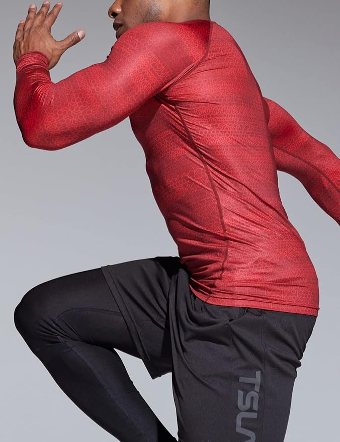 TSLA Men's UPF 50+ Compression Shirts, Cool Dry Long Sleeve Athletic Tops, Sports Baselayer Workout Shirt
