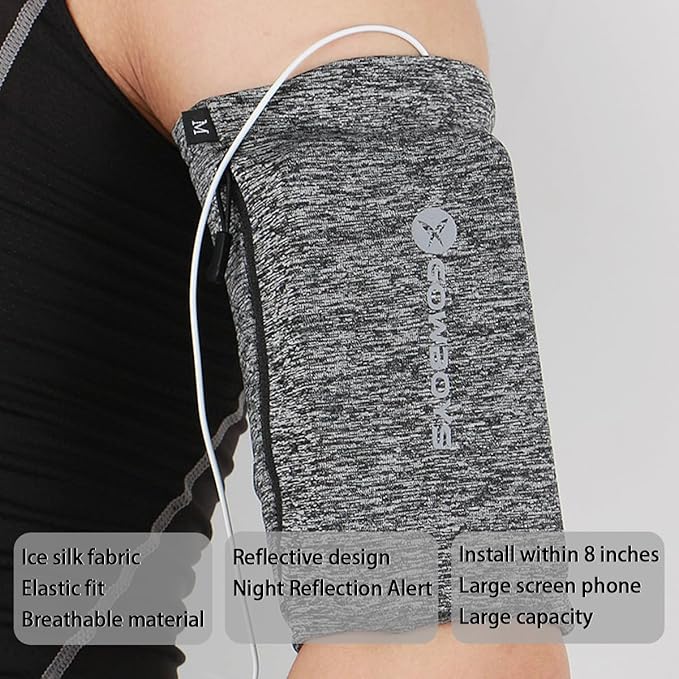 Running Phone Armband for Men Women,Universal Arm Bands for Phones Below 8 Inches,Waterproof Cell Phone Armband for Hiking,Running,Cycling,Climbing(Grey L)