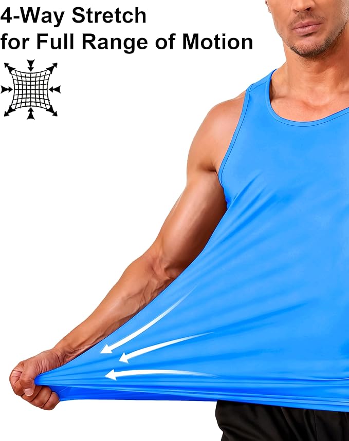 Boladeci Men's Tank Top Workout Athletic Quick Dry UPF 50+ Sun Protection Lightweight Summer Beach Gym Sleeveless Shirts