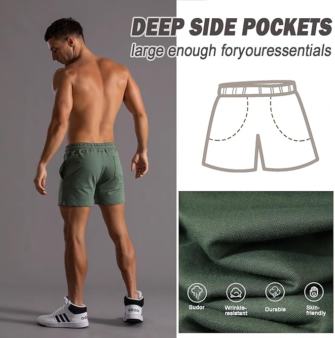 Mens 5 Inch/7 Inch Cotton Shorts Mens Sweat Athletic Shorts for Men Gym Worket Shorts with Pockets