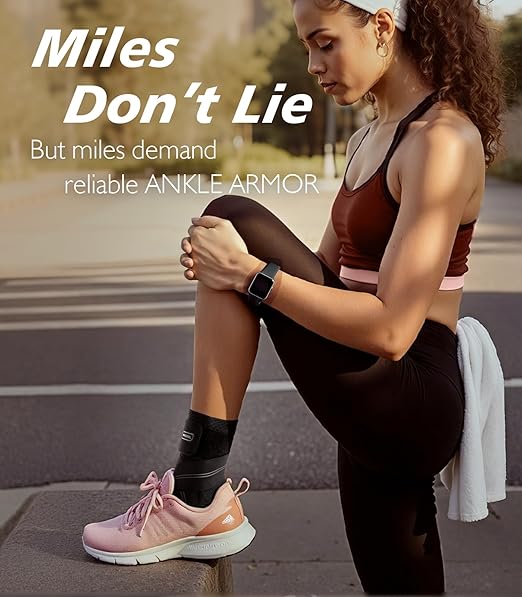 Flat Knitting Ankle Brace For Women&Men, 7-Zone Dynamic Compression Sleeve w/Flex Strap,Foot Support For Sports, Sprained Ankle, Achilles Tendonitis, Plantar Fasciitis Relief(Pack of1)XL, Black