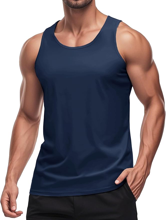 MAGCOMSEN Men's UPF 50+ Tank Top Quick Dry Summer Workout Muscle Sleeveless Shirts for Swim Beach Bodybuilding