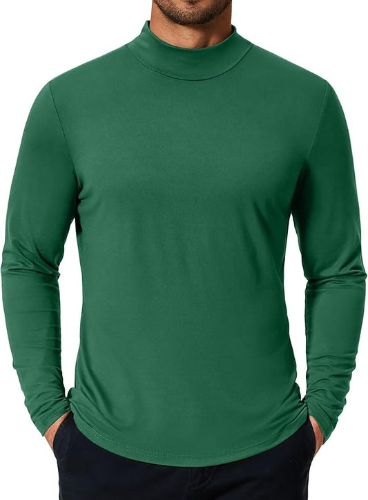 COOFANDY Mens Mock Turtleneck T-Shirts Long Sleeve Solid Color Tees Shirts Basic Casual Slim Fit Pullover T Shirts