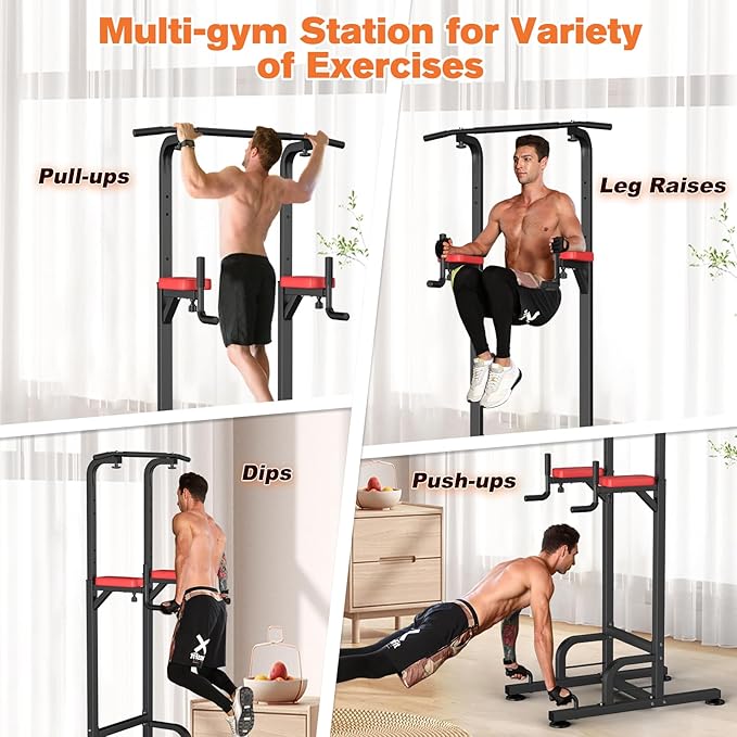 RELIFE REBUILD YOUR LIFE Power Tower Pull Up Bar Station Workout Dip Station for Home Gym Strength Training Fitness Equipment