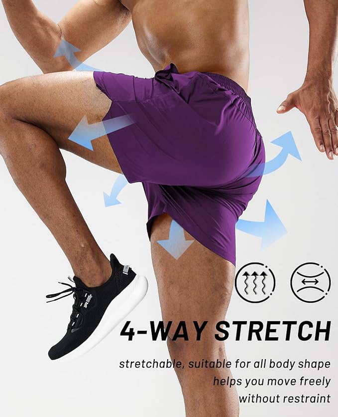 MIER Men's Workout Running Shorts Quick Dry Active 5 Inches Shorts with Pockets, Lightweight, Breathable