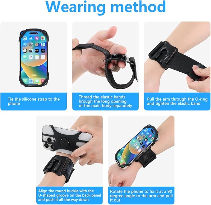 Universal Phone Armband and Wrist Holder 360 Rotatable Sports Arm Band for Running Jogging Gym Workouts iPhone 14 13 12 11 Pro Max Samsung Galaxy S21 S20 Fits Smartphones 4 to 7 Inches, More