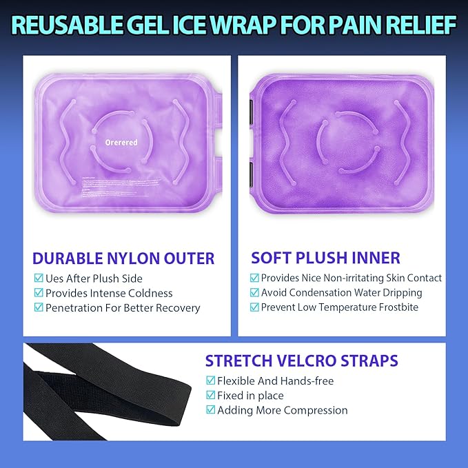 Knee Ice Pack Wrap for Injuries Reusable, Cold Packs for Knee Elbow Pain Relief for Replacement Surgery, Swelling, Meniscus Tear, ACL, Sports Injuries, Bruises and Arthritis Purple