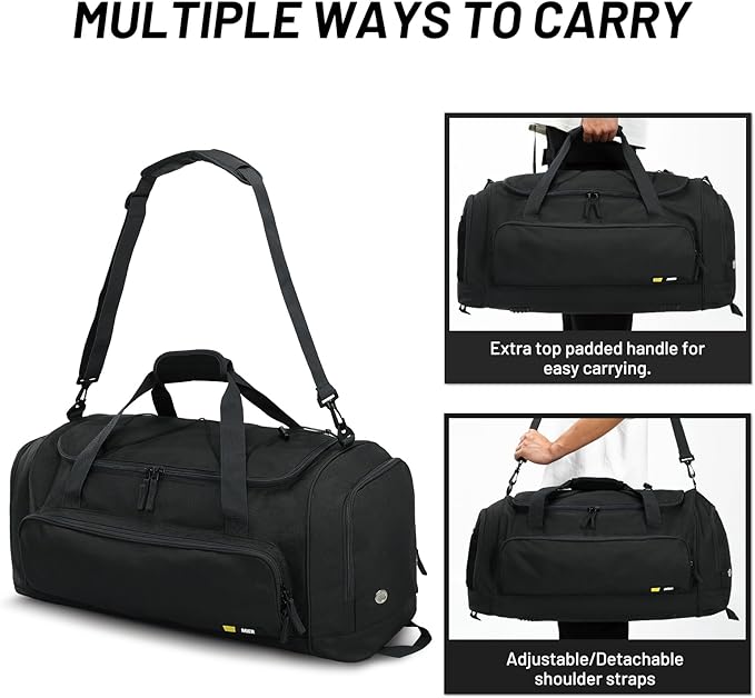 MIER Large Duffel Bag Men's Gym Bag with Shoe Compartment, 60L